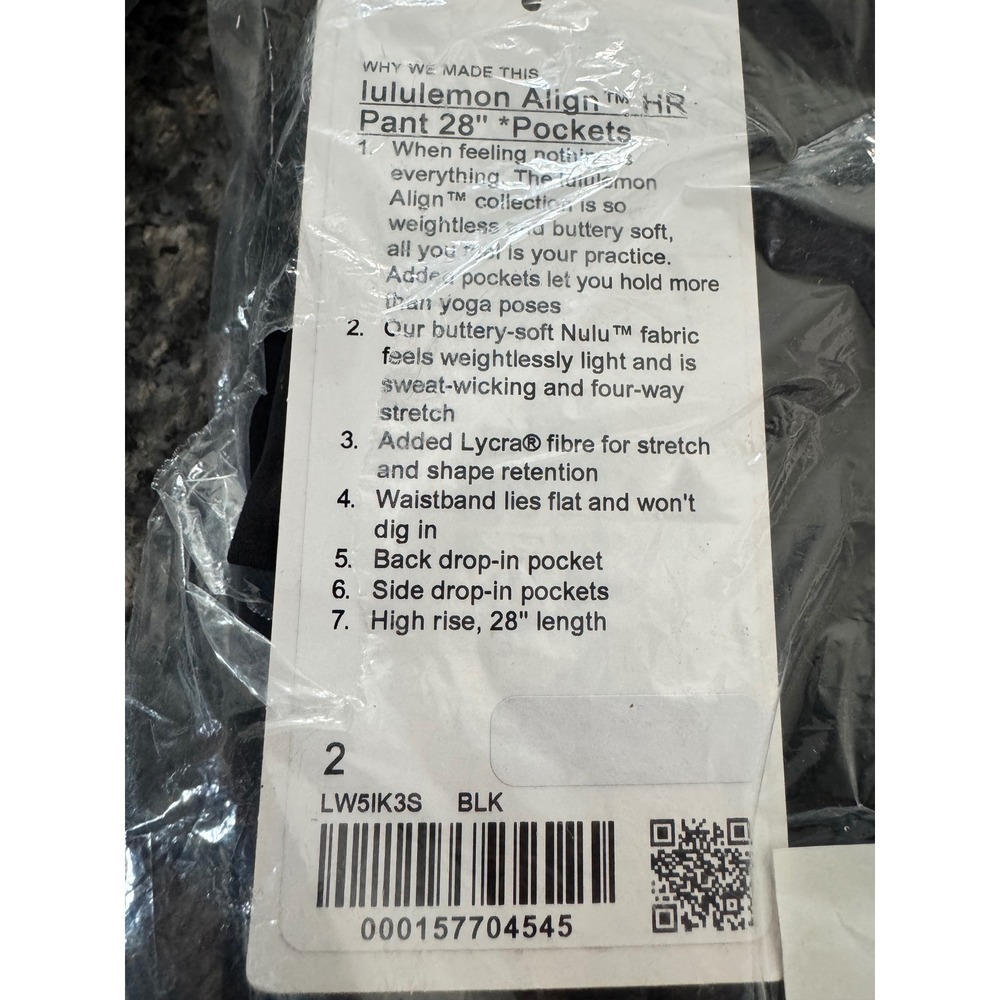 Lululemon Align‎ HR Pant 28 Pockets Black Nulu Yoga Leggings LW5IK3S Size 2 - Picture 7 of 7